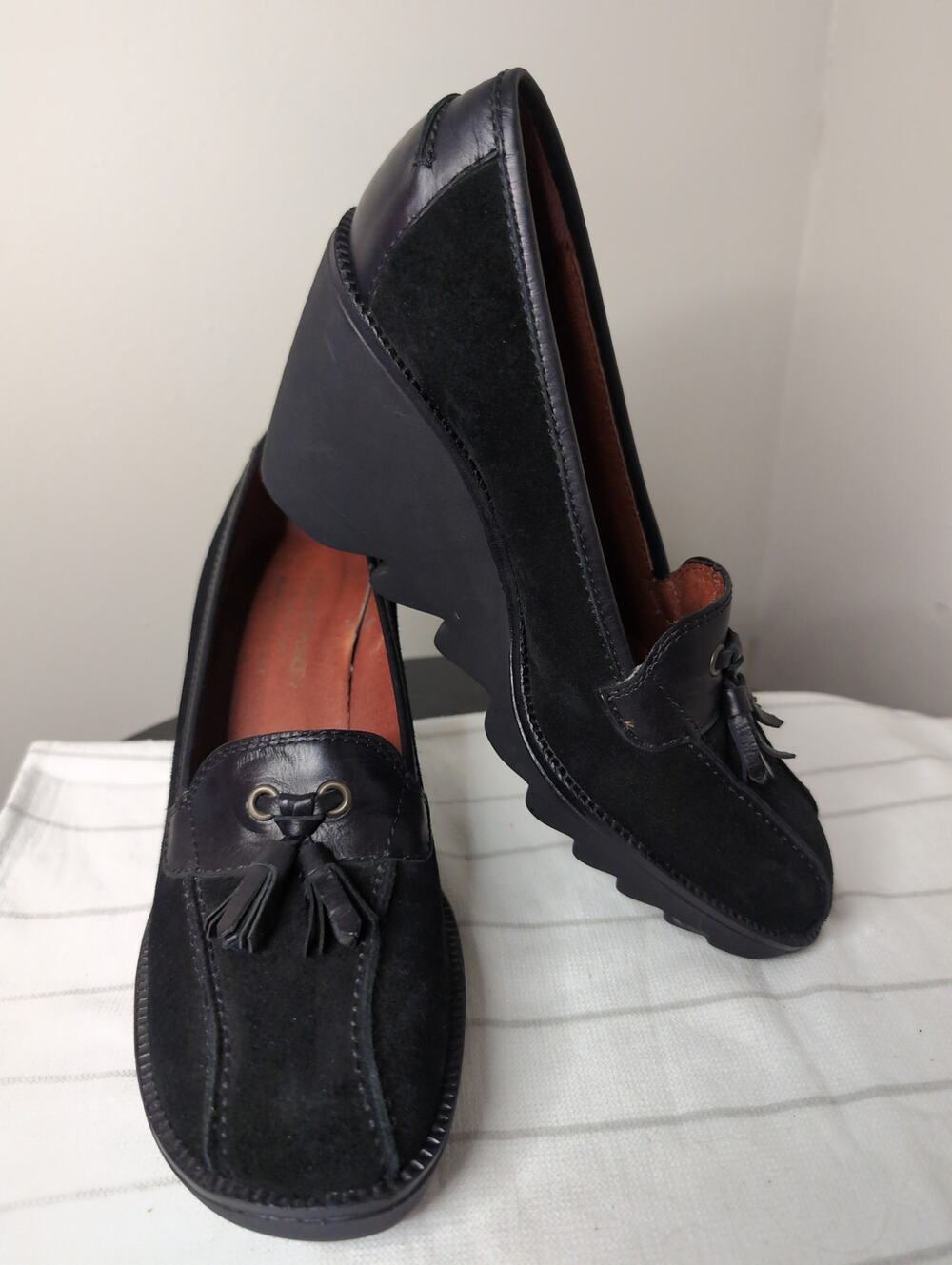 Donald J Pliner Il Baco Loafers 7 Black Suede Tassel Driving Shoes Italy